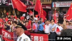 纽约亲北京侨团反制支持香港抗议者的集会。(方冰拍摄)