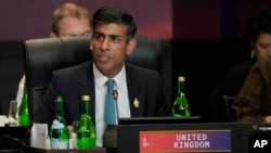 英国首相苏纳克在巴厘岛出席G20峰会。(2022年11月15日)