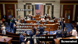 美国国会众议院2024年6月14日以217票对199票通过《2025年国防授权法》。（院会视频截图）