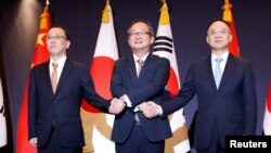 中日韩三国外交官在韩国首尔举行会谈。(2023年9月26日)