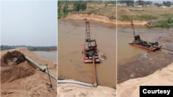 中国山东省蒙河双堠水库触发土地征收争议。地方政府被指未经老百姓同意,勾结厂商毁坏林地,并抽取河砂出售。 (照片来自陈光诚X社交平台)