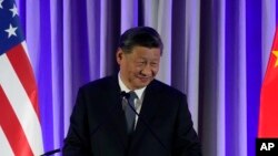 中国国家主席习近平2023年11月15日在旧金山出席美国商界主办的晚宴并发表讲话。