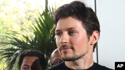 Telegram联合创始人帕维尔·杜罗夫(Pavel Durov)在印度尼西亚雅加达出席活动。(资料照片:2017年8月1日)