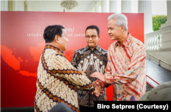 Ketiga capres bertemu saat diundang makan Presiden Joko Widodo baru-baru ini. (Foto: Courtesy/Biro Setpres)