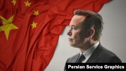 马斯克与中国国旗图示