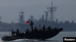 资料照:台湾海军在春节前进行军事操演。(2024年1月30日)