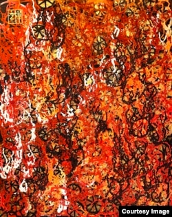 在香港成长的英国画家李桦 (Martin Lever) 创作了一套以《示威之上》(Above the Protests)为名的作品，作品仿似从高空中看住下面的示威场面(照片由李桦提供)