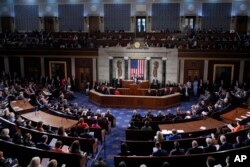 日本首相岸田文雄在美国会参众两院联席会议发表演讲。(2024年4月11日)