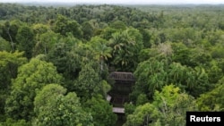 Kandang orangutan terlihat di Pusat Suaka Orangutan Arsari yang terletak di dekat ibu kota baru Indonesia (IKN) di Sepaku, Kalimantan Timur, 7 Maret 2023. (REUTERS/Willy Kurniawan)