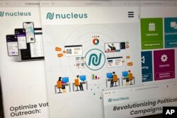 Situs web Campaign Nucleus pada layar komputer di New York, Kamis, 2 Mei 2024. (AP/Patrick Sison)