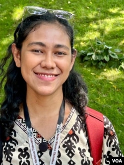 Joaena Wattimena, Purna Paskibra asal Merauke, Papua Selatan, yang kini ikut melatih tim Paskibra Washington DC.