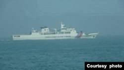 台湾海巡署金马澎分署发布进入金门禁限制水域的中国海警船照片。(2024年5月6日,台湾海巡署金马澎分署提供。)