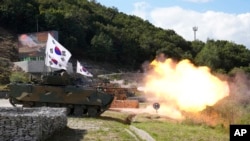 在2022年9月20日的韩国国防博览会上,韩国陆军K2坦克进行实弹射击演示。