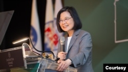 资料照:台湾总统蔡英文在台北出席民间活动。2023年5月