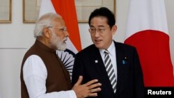 印度总理莫迪在新德里会晤到访的日本首相岸田文雄。(2023年3月20日)