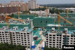 资料照：碧桂园在天津开发的一处住宅区建筑工地。（2023年8月18日）