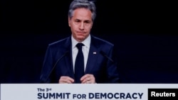 美国国务卿布林肯在首尔举行的第三届民主峰会上讲话。(2024年3月18日)