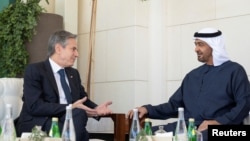 美国国务卿布林肯同阿联酋总统谢赫•穆罕默德•本•扎耶德•阿勒纳哈扬会晤。(2024年1月8日)