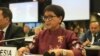 FILE - Menlu RI Retno Marsudi berbicara dalam Forum Pengungsi Global di Jenewa, Swiss, Rabu, 13 Desember 2023. (Foto: Kemlu RI).