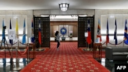 资料照:台湾外交部的门厅 (2021年12月10日)