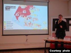 无国界记者组织(RSF)5月3日發布2023年《全球新闻自由指数》(美国之音特约记者李贤摄影)