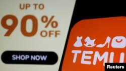 资料照:手机上Temu App和Temu的打折广告 (2023年4月26日)