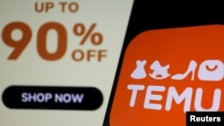 资料照：手机上Temu App和Temu的打折广告 (2023年4月26日)