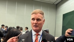 美国太平洋海军陆战队退役中将指挥官鲁德尔率国防承包商访团访问台湾。(美国之音记者杨安摄影)