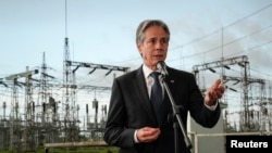 资料照片:美国国务卿布林肯在访问摩尔多瓦期间发表讲话。(2024年5月29日)