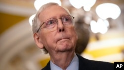 资料照片:美国参议院共和党领袖米奇·麦康奈尔。(2024年2月27日)