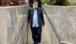 六四未经批准集结案获准缓刑的其中一名被告、支联会前常委梁国华(美国之音/汤惠芸)