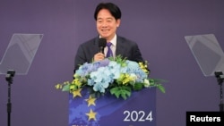 台湾总统赖清德在台北举办的台湾-欧洲投资论坛上讲话。(2024年11月18日)