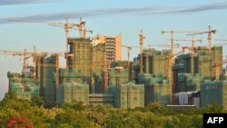 中国广西南宁的一处公寓小区建筑工地。(2021年11月9日)