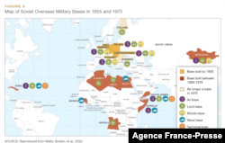 1955-1975年苏联海外军事基地地图(来源:兰德报告截图)