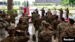 美军与菲律宾军队在马尼拉举行联合军演的开幕式。(2022年3月28日)