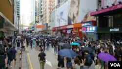 大批港人周日上街参加九龙大游行. VOA 张富杰拍摄