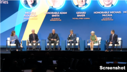 米尔肯研究院2022年5月2日在洛杉矶举行年度全球会议,邀请来自两党的现任和前任国会议员,以及前政府官员讨论大国竞争和美国当前面临的国际挑战。