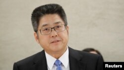 中国副外长乐玉成2018年11月出席联合国人权理事会中国人权状况审议会(路透社)