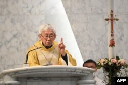 资料照:香港荣休主教陈日君(Cardinal Zen)在香港讲道。(2022年5月24日)