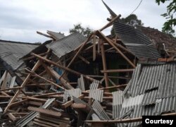 Salah satu rumah terdampak gempa di Cugenang, Kabupaten Cianjur, Jawa Barat, Kamis (24/11). Courtesy : BNPB