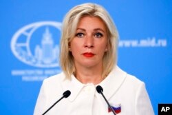Juru bicara Kementerian Luar Negeri Rusia Maria Zakharova di Moskow, Rusia, Kamis, 21 Juli 2022. (Foto: Russian Foreign Ministry Press Service via AP)