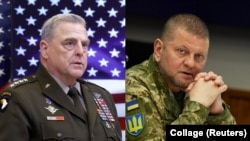 合成照片:美国参谋长联席会议主席米利上将(左)与乌克兰武装部队总司令扎卢日内上将。