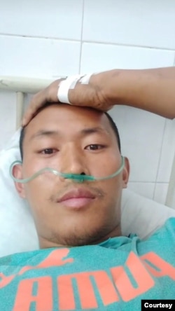 前中国“精神病监狱”受害者界立建2018年第三度遭精神病监禁后状况。(照片提供:界立建)