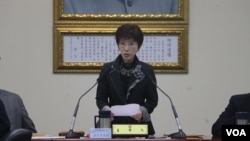 中国国民党主席洪秀柱在主场中常会(美国之音 杨明拍摄)