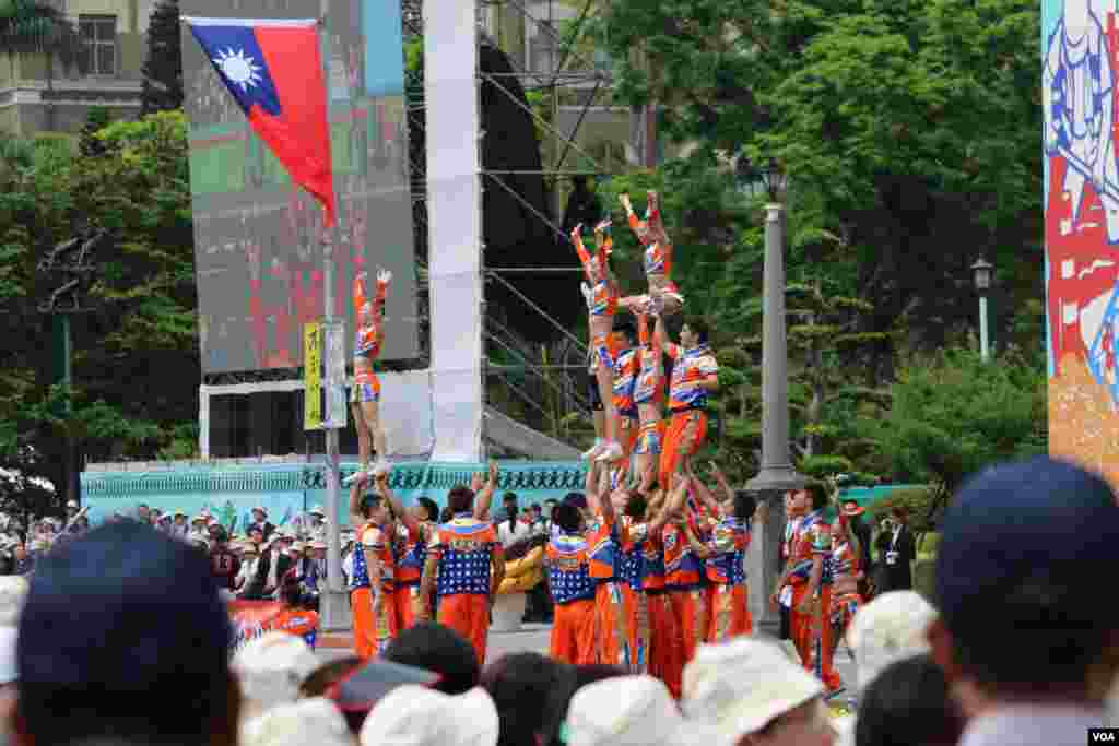 台湾总统蔡英文发表就职演说,2016年5月20日于总统府前典礼台上(美国之音齐勇明摄影)