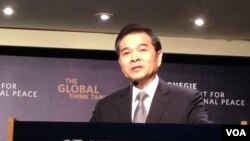 前台湾经济部长陈瑞隆(美国之音 钟辰芳拍摄)