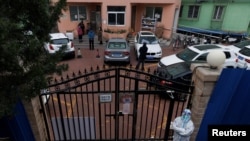 北京一个被封控的居民楼。(2022年11月18日)