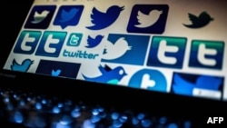 北京一台电脑屏幕上显示的推特图标 (2018年3月23日)