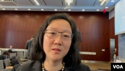 史汀生中心中国项目主任孙韵2022年8月17日在华盛顿战略与国际研究中心接受美国之音采访。(美国之音锺辰芳拍摄)