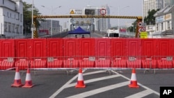 中国广东省广州市海珠区因疫情被封控。(2022年11月11日)